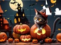 Гульня Jigsaw Puzzle: Halloween Cat