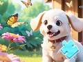 Гульня Jigsaw Puzzle: Dog In Garden
