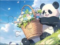 Гульня Jigsaw Puzzle: Basket Flower Panda