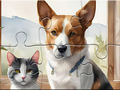 Гульня Jigsaw Puzzle: Oil Painting Dog And Cat