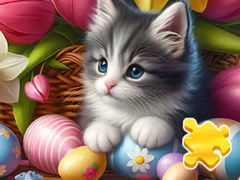 Гульня Jigsaw Puzzle: Easter Cat