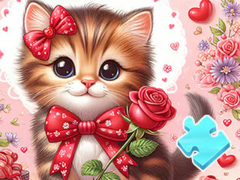 Гульня Jigsaw Puzzle: Bowknot Cat