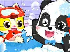 Гульня Jigsaw Puzzle: Baby Panda Shower Time