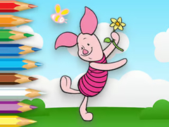 Гульня Coloring Book: Piglet Holds Toy Windmill