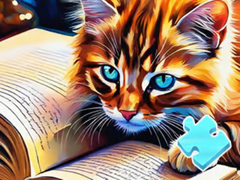 Гульня Jigsaw Puzzle: Cat Reading