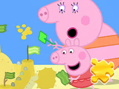 Гульня Jigsaw Puzzle: Peppa Pig Making Sand