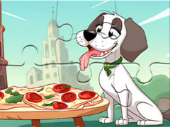 Гульня Jigsaw Puzzle: Dog Eating Pizza