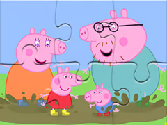 Гульня Jigsaw Puzzle: Peppa Pig Muddy Puddles