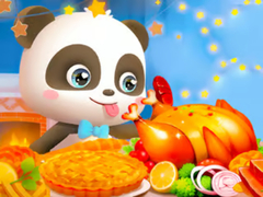 Гульня Jigsaw Puzzle: Little Panda Thanksgiving Feast