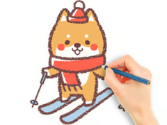 Гульня Coloring Book: Skiing Puppy