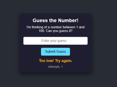 Гульня Number Guessing