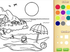 Гульня Beach Coloring Book For Kids