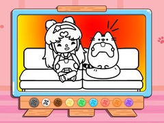 Гульня Coloring Book: Toca Life With Pusheen