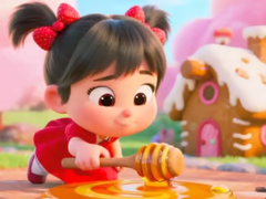 Гульня Jigsaw Puzzle: Honey Girl Candy House